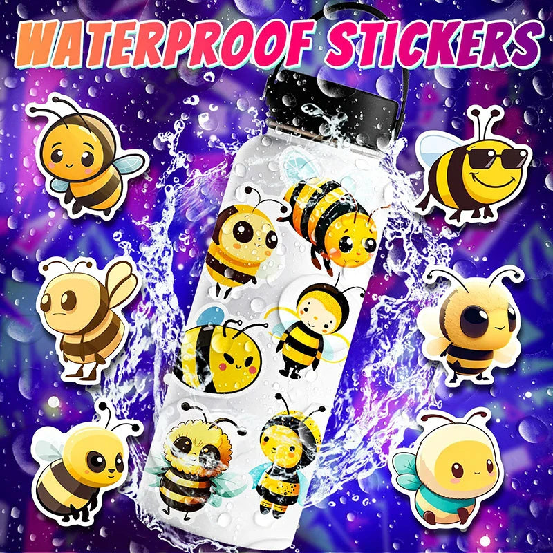 10/30/50PCS Cartoon Little Bee PVC Sticker Aesthetic Children's Laptop Decoration Scrapbooking Stationery School Supplies (ONLINE ORDER ONLY)