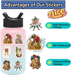 50PCS Vintage Circus Stickers Acrobatics Clown Retro Art Funny Aesthetic Graffiti Decals Scrapbook Laptop Bottle Sticker Gift (ONLINE ORDER ONLY)