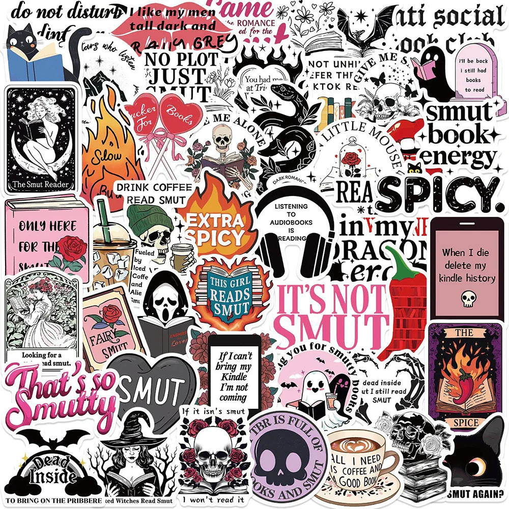 Cool Smut Bookish Stickers PVC Waterproof Laptop Luggage Phone Car Decoration (Online Order Only)