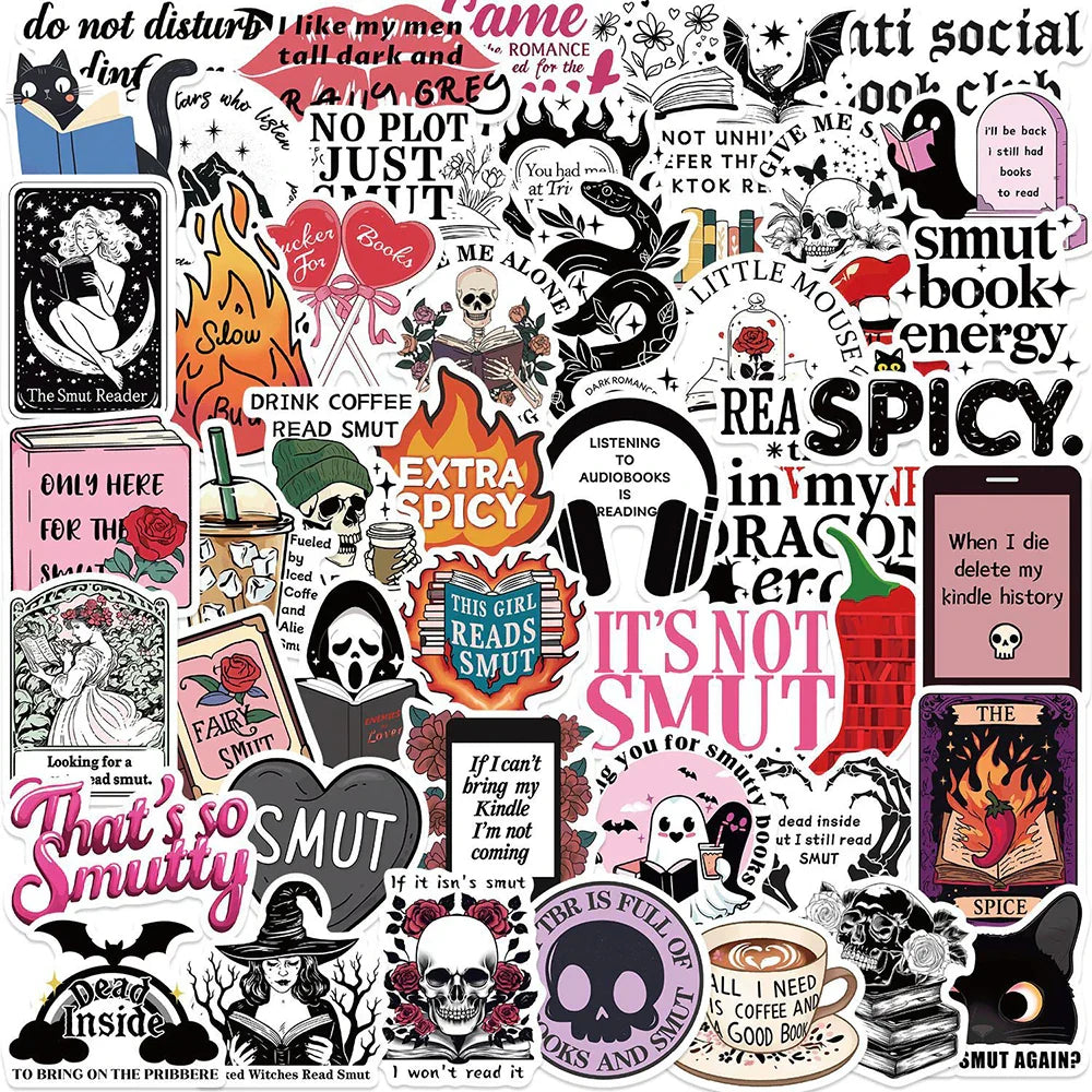 Cool Smut Bookish Stickers PVC Waterproof Laptop Luggage Phone Car Decoration (Online Order Only)
