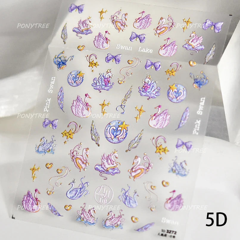 White Black Wings Feather Angel Demon Devil Dreamy Hot Stamping English Letter Adhesive Nail Art Stickers Manicure Tool Decals (Online Order Only)