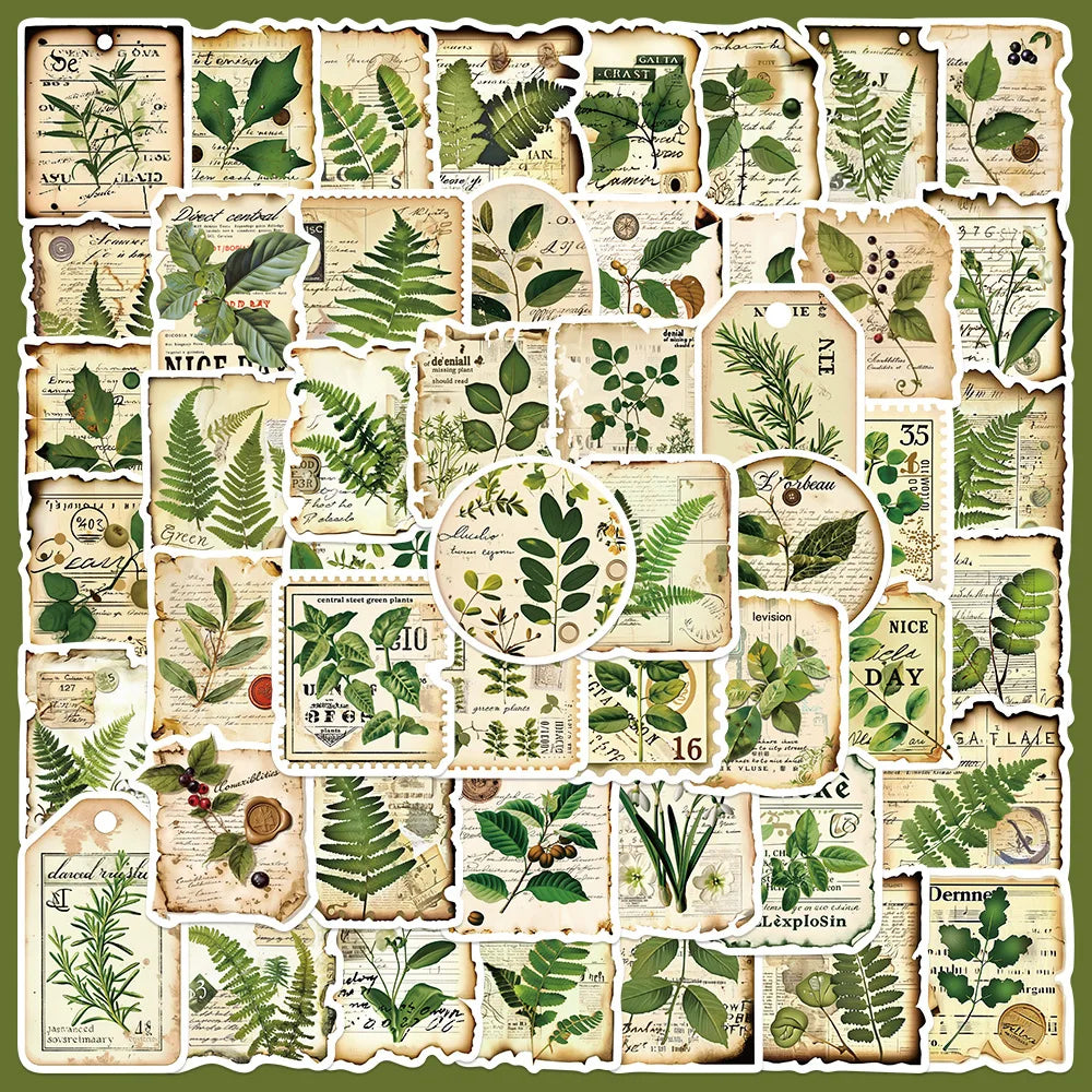 50pcs Botanical Garden Graffiti Stickers for Helmet, Wall, Desktop Decoration (Online Order Only)