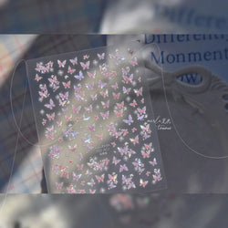 Shiny Butterfly White Pink Purple Romantic Animals Retro Photo Frame Chic Delicate Adhesive Nail Art Stickers 5D Manicure Decals (ONLINE ORDER ONLY)