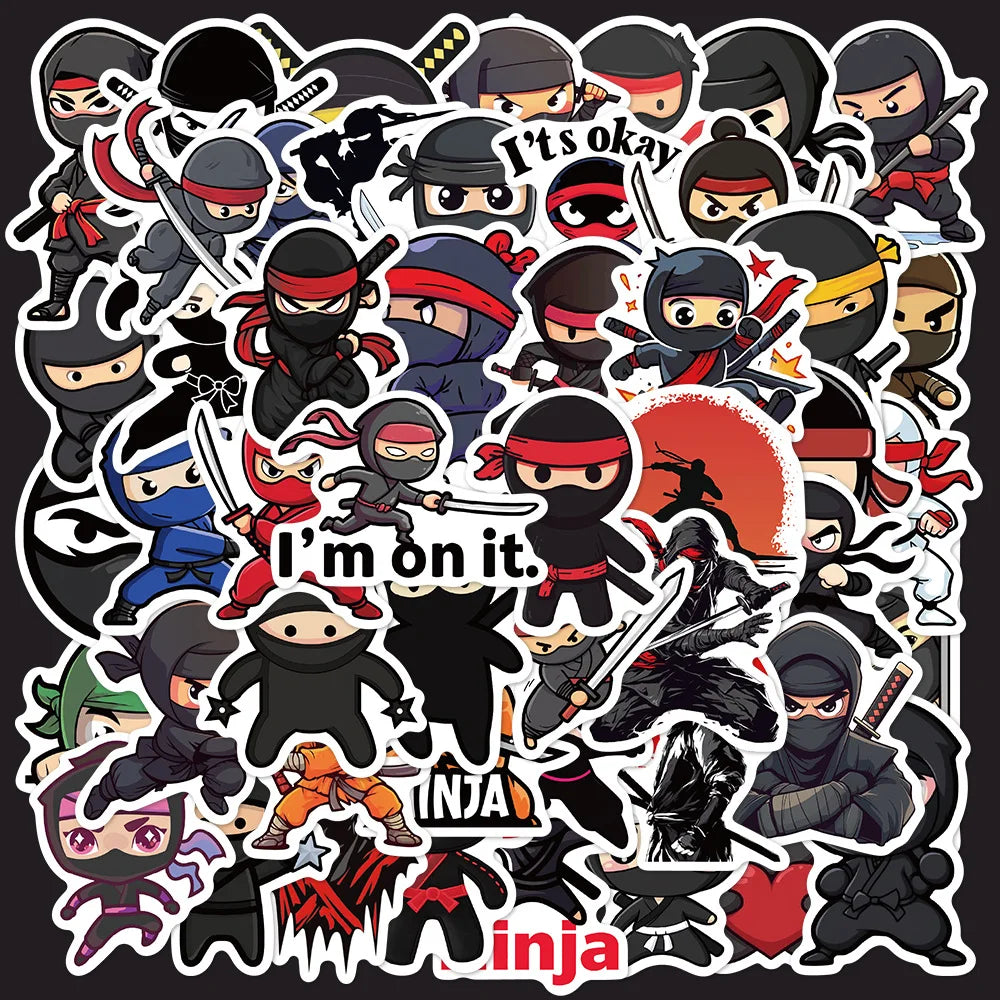 50Pcs Ninja Assassin Graffiti Stickers for Helmet, Wall, Desktop Decoration (Online Order Only)