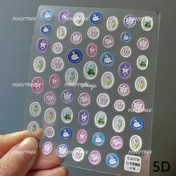 Tulips Flower Letter Bowknot Butterfly Irregular Lines Pearl Tender 5D Adhesive Nail Art Stickers Manicure Decals Stick on Nail (ONLINE ORDER ONLY)