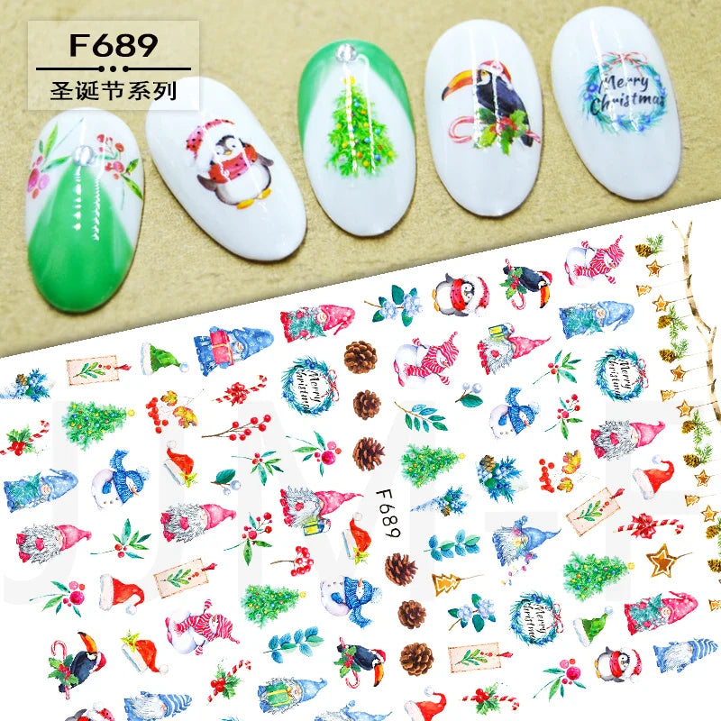 1PCS Laser Gold Snowflake Christmas Tree Nail Sticker 3D Adhesive Nail Decals Nail Art Accessories New Christmas Decoration 2024 (ONLINE ORDER ONLY)
