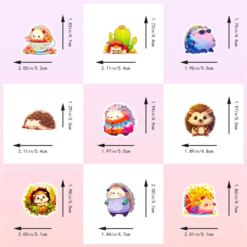 10/30/50PCS Cute Cartoon Hedgehog PVC Sticker Aesthetic Children's Decoration Scrapbooking Stationery School Supplies for Kids (ONLINE ORDER ONLY)