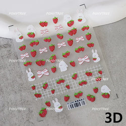 Strawberry Retro Lace Border  Flower Lovely Fruit Pearl Pendant Leaves Self Adhesive Nail Art Stickers Manicure Decal Wholesale (Online Order Only)