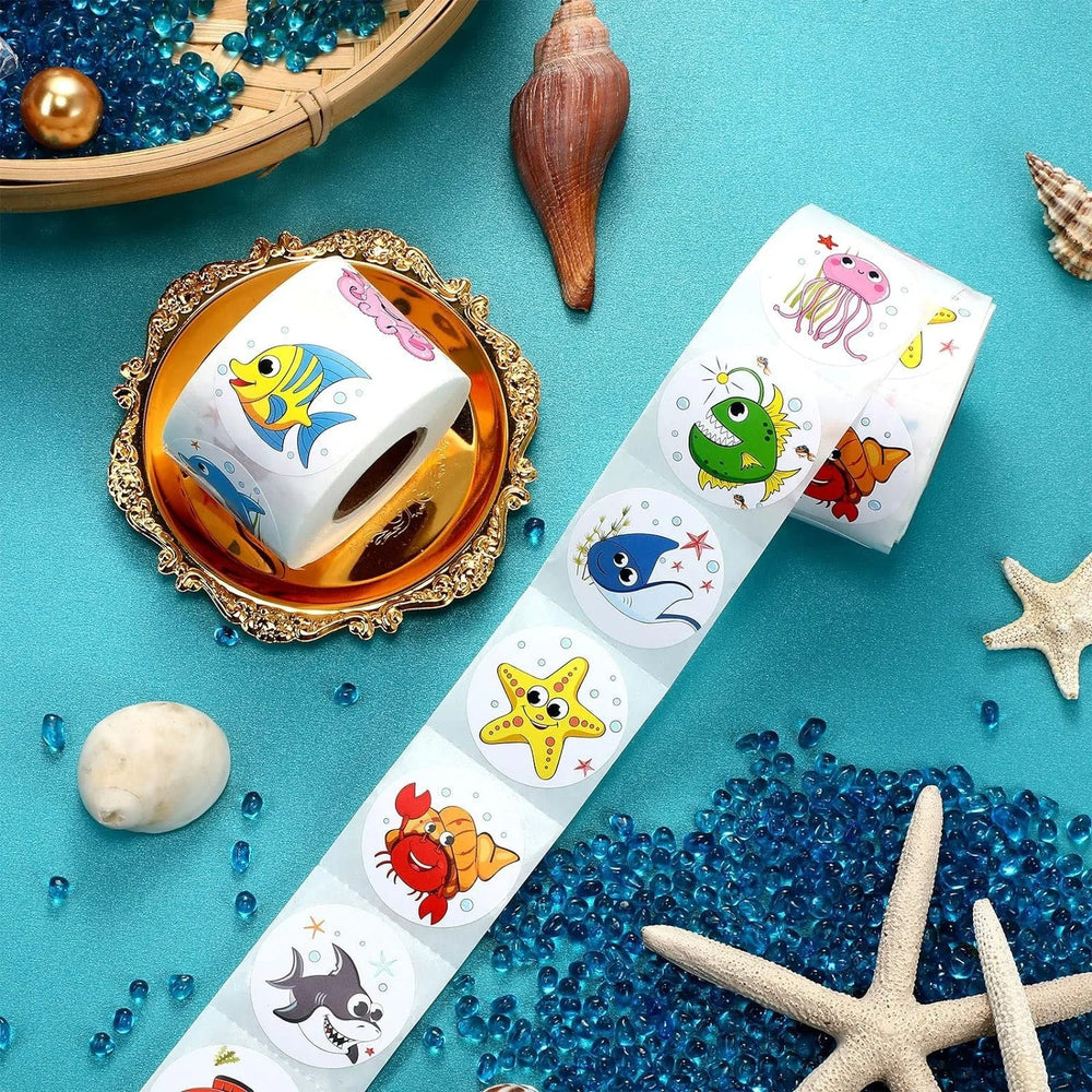 100-500pcs Marine Animals Reward Sticker 8 Designs Cartoon Stickers For Kids Gift Decoration Label Toys Stationery Sticker (Online Order Only)
