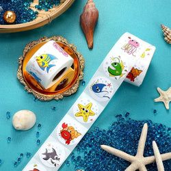 100-500pcs Marine Animals Reward Sticker 8 Designs Cartoon Stickers For Kids Gift Decoration Label Toys Stationery Sticker (Online Order Only)