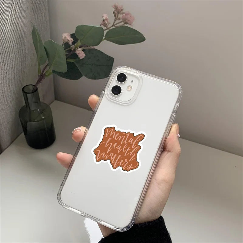 50PCS Boho Mental Health PVC Sticker Aesthetic DIY Children's Decoration Scrapbooking Stationery Hand Accounting Tool Supplies (ONLINE ORDER ONLY)