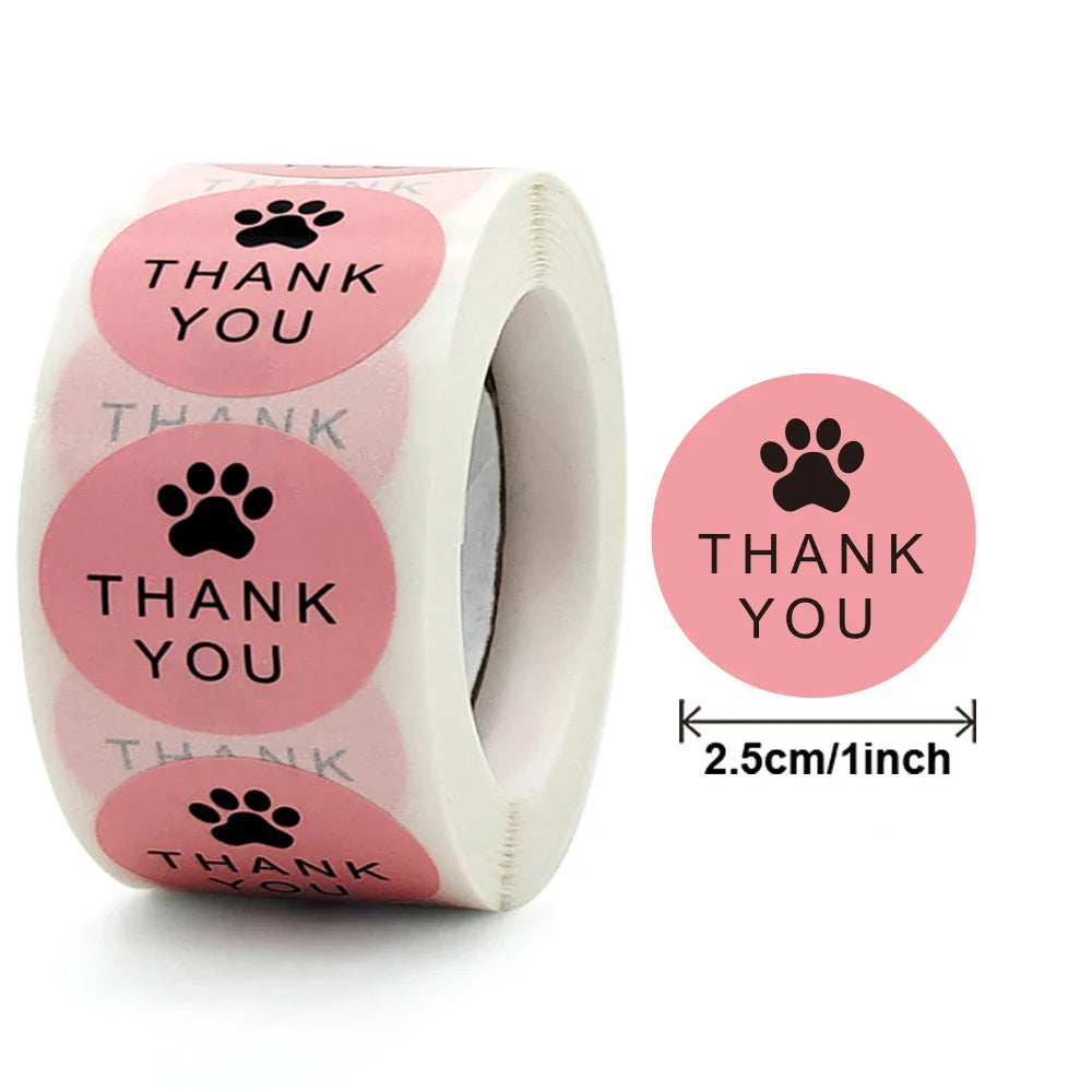 500Pcs Round Dog Paw Print Thank You Label Stickers Used for Shipping and Mailing Box Seal Labels Decorative Gifts Stickers (ONLINE ORDER ONLY)