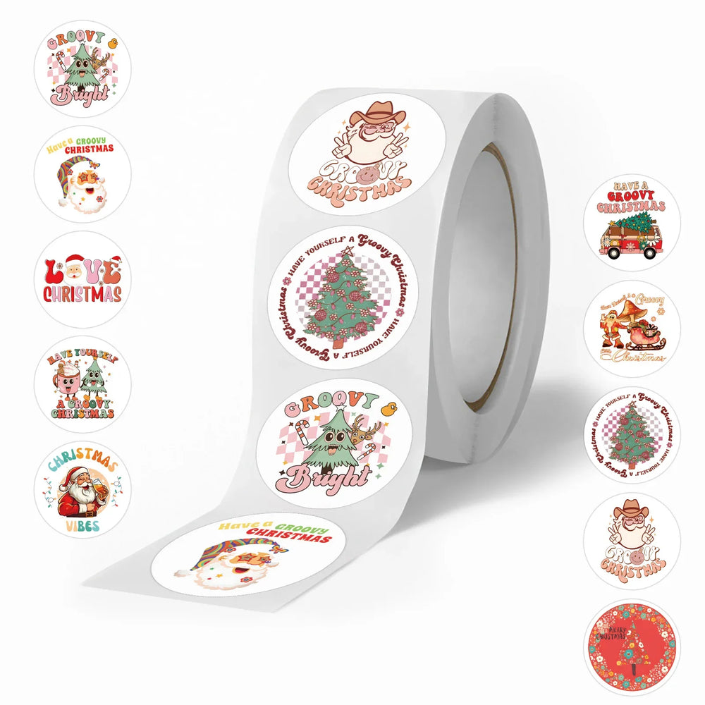 100-500pcs Merry Christmas Stickers Cristmas Xmas Party Seal Labels For DIY Gifts Baking Package Envelope Stationery Decor (ONLINE ORDER ONLY)