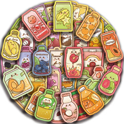 50Pcs Ins Summer Drink Cartoon Stickers For Water Bottle Aesthetic Decals for Laptop Bicycle Skateboard Luggage Kids Toy﻿ (ONLINE ORDER ONLY)