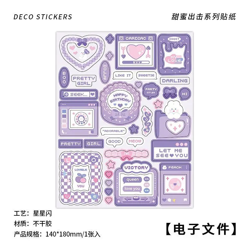 Cute Sweet attack series Stickers Text Dialog Idol Card DIY Material Scrapbooking Decorative Sticker Personalized Stationery (ONLINE ORDER ONLY)