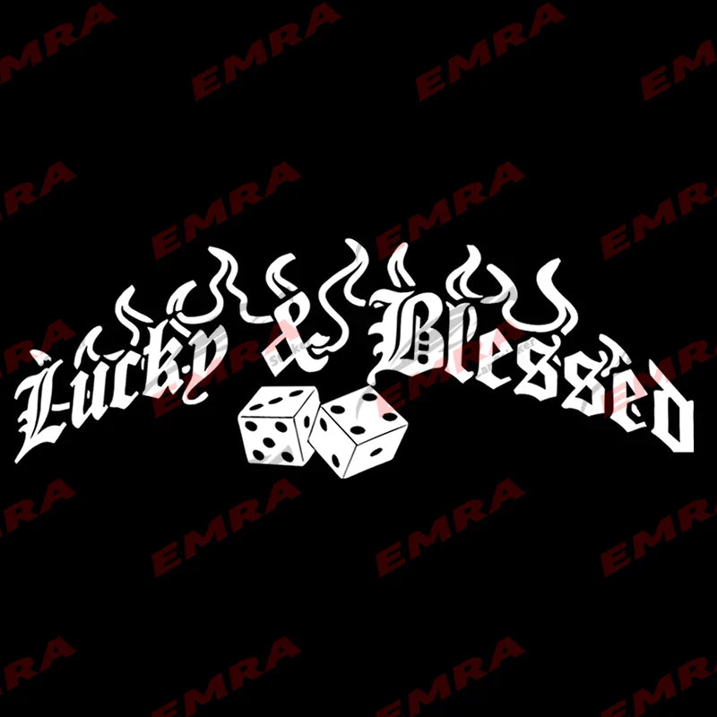 Lucky & Blessed Car Sticker for Windshield Rear Window Car Sticker Banner JDM Vinyl Graphics External Accessories Vinyl Decals (ONLINE ORDER ONLY)