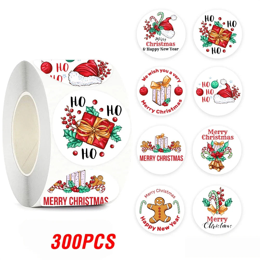 100-500pcs Merry Christmas Sticker Holiday Party New Year Decoration Gift Box Seal Sticker Baking Label Packaging Sticker (ONLINE ORDER ONLY)