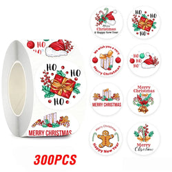 100-500pcs Merry Christmas Sticker Holiday Party New Year Decoration Gift Box Seal Sticker Baking Label Packaging Sticker (ONLINE ORDER ONLY)