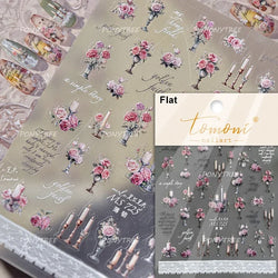 Retro Candlestick Holder Rose Rambler Birdcage Photo Frame Lace Self Adhesive Nail Art Sticker Charm Rhinestone Manicure Decal (Online Order Only)