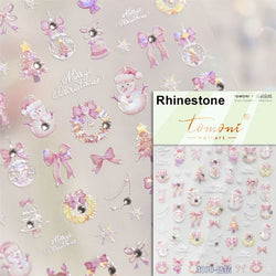 Black White Christmas Tree Snowflake Bowknot Snowman Socks Star Santa Hat Deer Rhinestone Winter Nail Art Sticker Manicure Decal (Online Order Only)