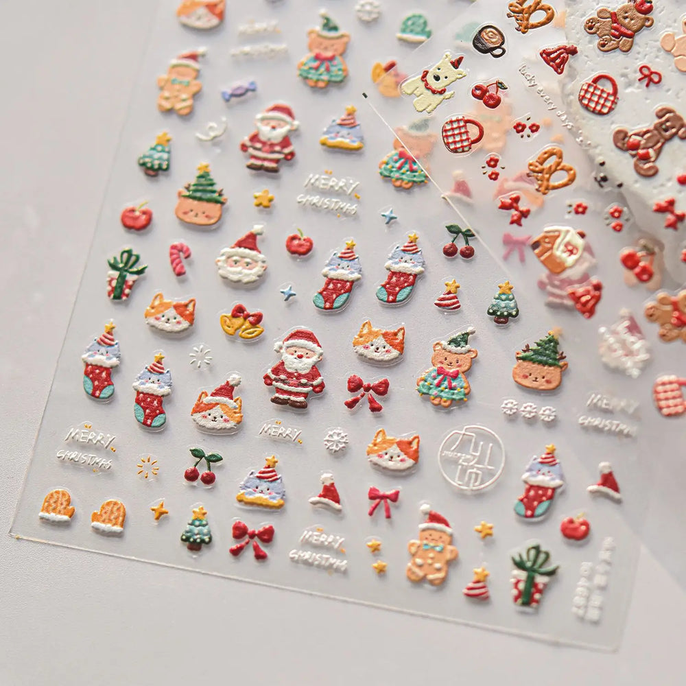 Cute Bowknot Dog Puppy Bear Strawberry Cake Fruit Juice Coffee Desserts Corgi Cherry Adhesive Nail Art Stickers Manicure Decals (ONLINE ORDER ONLY)