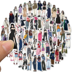 65pcs Fashion Mocha Girl Album Sticker Diy Computer Phone Scrapbooking Stickers Student Stationery Arts Crafts (ONLINE ORDER ONLY)