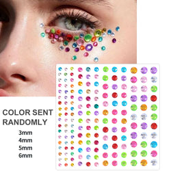 5Pcs Coloful Glitter Face Jewelry Sticker Crystal Eye Body Face Jewels Bady Makeup Tools Temporary Self-Adhesive Nail Rhinestone (ONLINE ORDER ONLY)