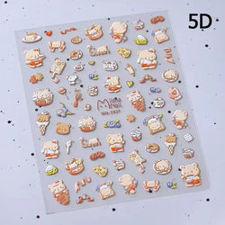 Cute Mango Dog Puppy Bear Bichon Blueberries Strawberry Cake Fruit Juice Desserts Corgi Adhesive Nail Art Sticker Manicure Decal (Online Order Only)