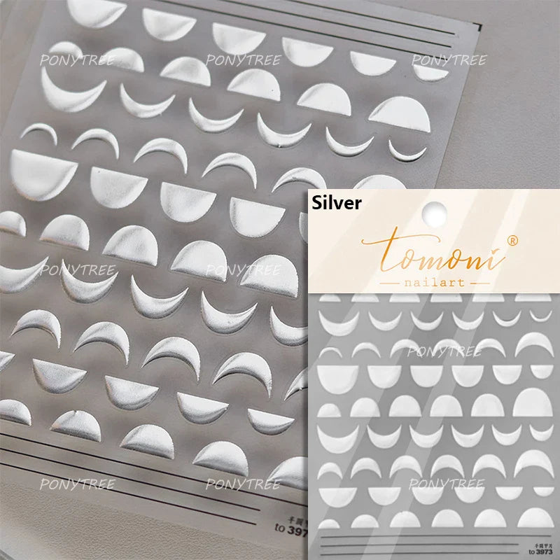 Mini Love Heart Arc Curved Line French Style Minimalist Colourful Self-adhesive Nail Art Decorations Stickers Manicure Decals (Online Order Only)