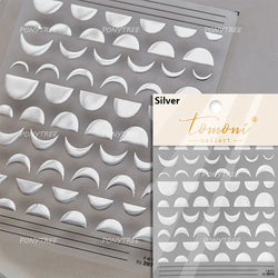 Geometric White Black Red Romantic French Arc Illusion Curve Embossed Relief Self Adhesive Nail Art Stickers 3D Manicure Decals (ONLINE ORDER ONLY)