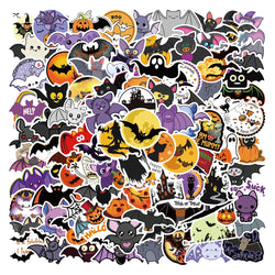50/100pcs Cute Cartoon Halloween Bats Stickers Kids Toy Waterproof Graffiti For Laptop Guitar Water Bottle Bicycle Car Decals (ONLINE ORDER ONLY)