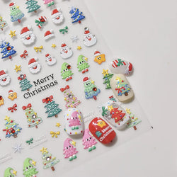 Black White Christmas Tree Snowflake Bowknot Snowman Socks Star Santa Hat Deer Rhinestone Winter Nail Art Sticker Manicure Decal (Online Order Only)