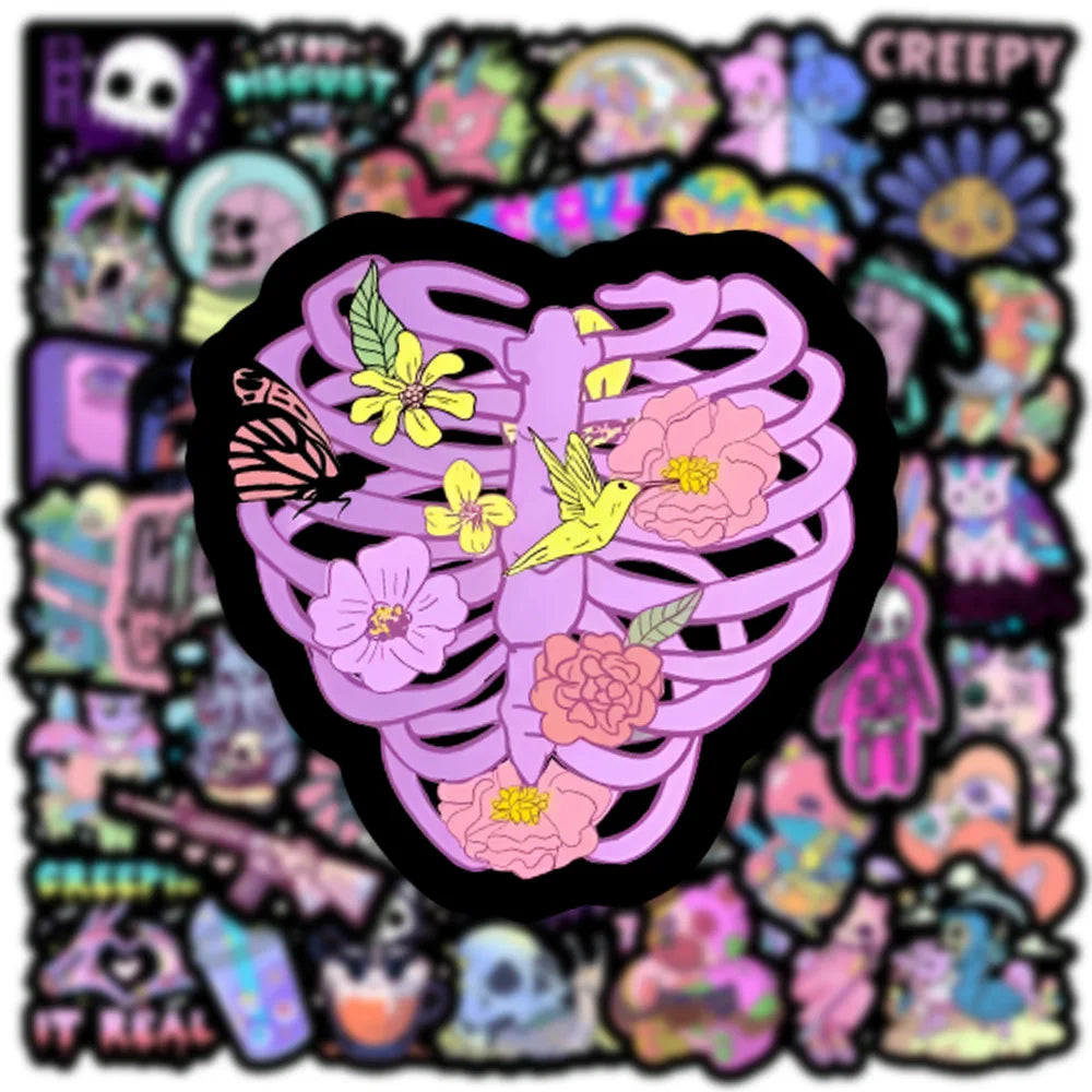 10/30/50PCS Cute Gothic Horror Halloween Skull Stickers Graffiti DIY Skateboard Phone Motorcycle Notebook Bike PVC Car Sticker (Online Order Only)