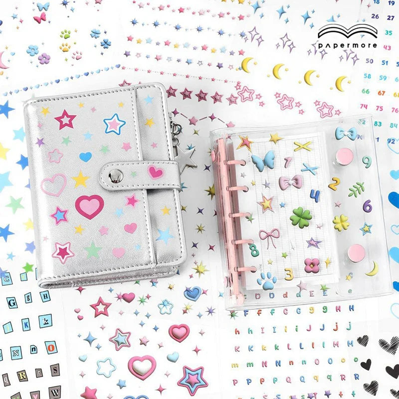 20Pages/piece Korean Ins Starlight Dot Series Decorative Stickers Phone Case Laptop DIY Idol Photocard Kawaii Journal Sticker (Online Order Only)