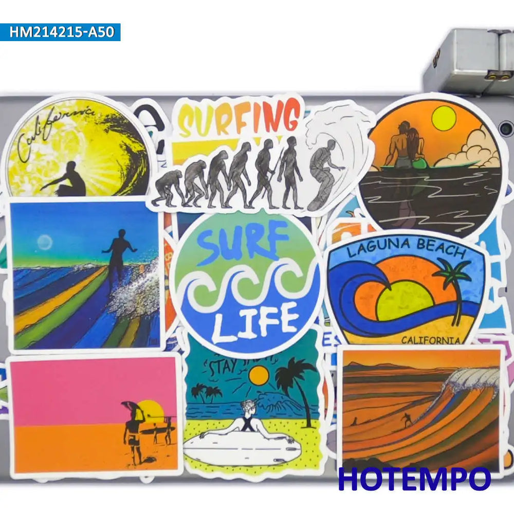 50Pieces Florida Miami Summer Sunshine Beach Surf Travel Stickers for Journal Luggage Guitar Car Bike Phone Laptop Sticker Toys (ONLINE ORDER ONLY)