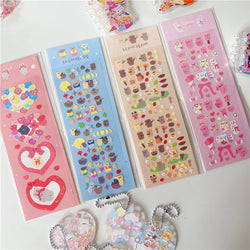 1pc Hot Silver Kawaii Bear Stickers Glitter Scrapbooking Decorative Cute Sticker Korean DIY Diary Album Stick Label Stationery (Online Order Only)