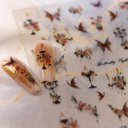 Charming Butterfly Candle Holder Candlestick Chic Rose Flower Romantic Self Adhesive Nail Art Stickers Rhinestone Manicure Decal (ONLINE ORDER ONLY)