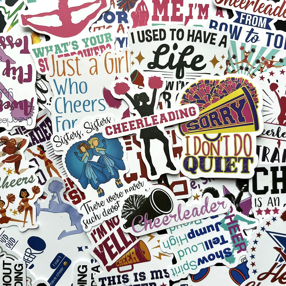 10/50Pcs Cheerleading Cartoon Stickers Waterproof Luggage Notebook Kids Toys (Online Order Only)