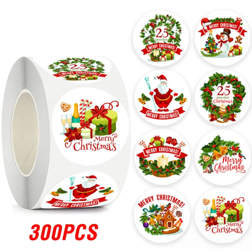 100-500pcs Merry Christmas Gift Box Decoration Seal Sticker Home Party Supplies Envelope Label Scrapbook Stickers (ONLINE ORDER ONLY)