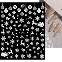 3D Gold Glitter Snowflake Nail Sticker Winter Reflective Elk Star Balloon Christmas Tree Foil Xmas New Year Decal Tips Decoratio (ONLINE ORDER ONLY)