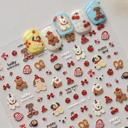 Cute Bowknot Dog Puppy Bear Strawberry Cake Fruit Juice Coffee Desserts Corgi Cherry Adhesive Nail Art Stickers Manicure Decals (ONLINE ORDER ONLY)