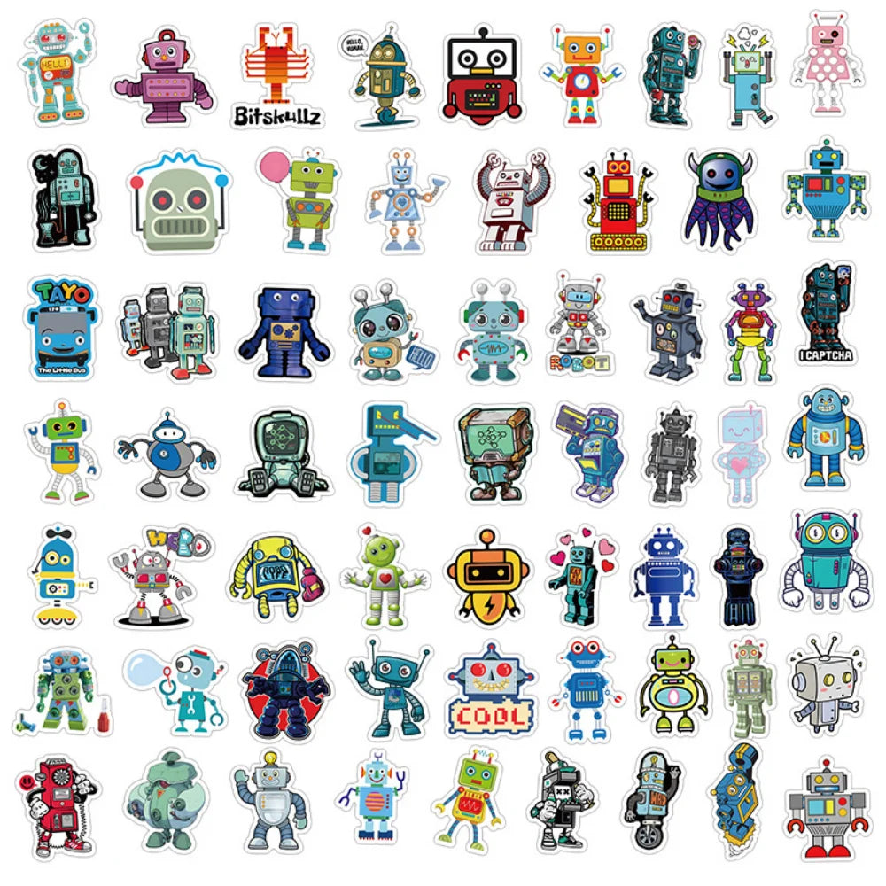 10/50Pcs Robot Graffiti Sticker Personality Cartoon Cute Child Sticker DIY Skateboard Luggage Sticker Wholesale (Online Order Only)
