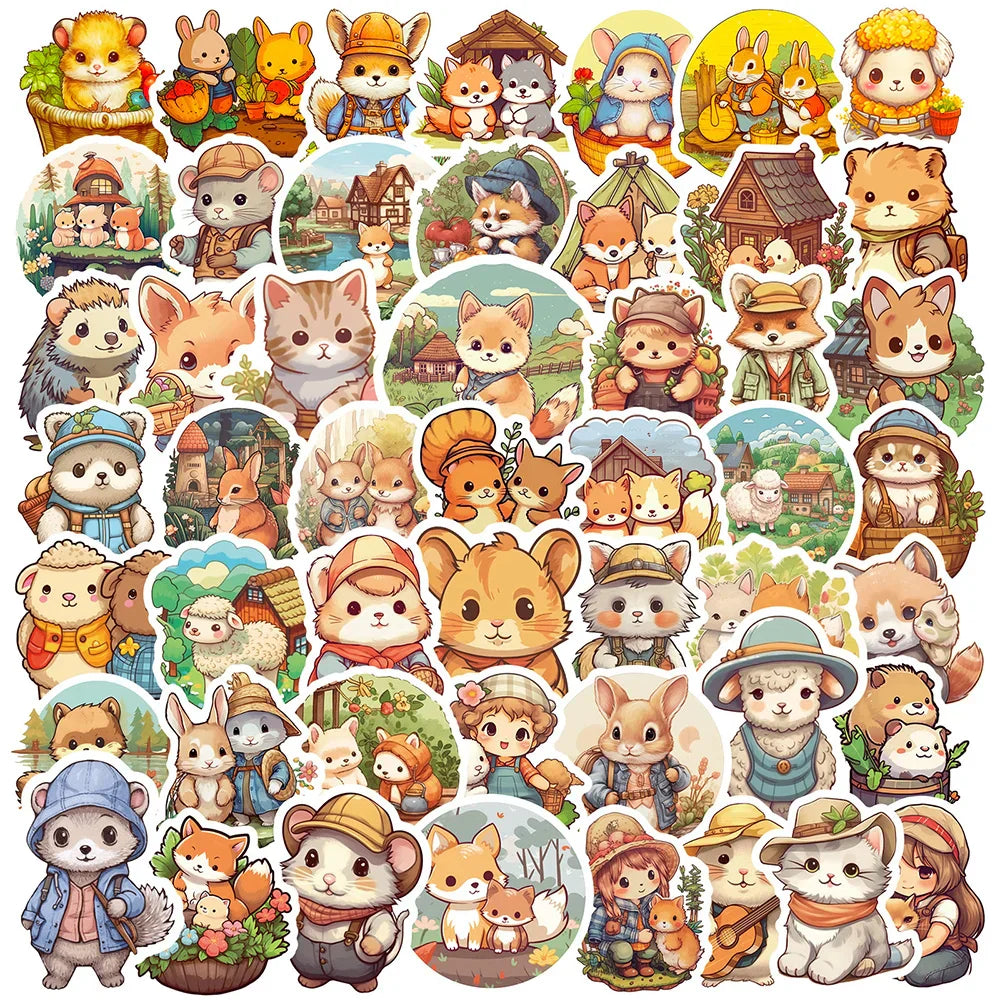 Cartoon Animal Stickers for Laptop, Phone, Notebook, Kids Toy (10/30/50pcs) (Online Order Only)