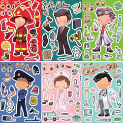 8/16 Sheets Make a Face Occupation Jigsaw Stickers Educational Craft Toy (Online Order Only)