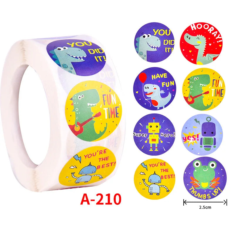 500Pcs Children's Cartoon Animal Stickers Baby Stickers Kindergarten Inspirational Little Red Flower Reward Roll Stickers (Online Order Only)