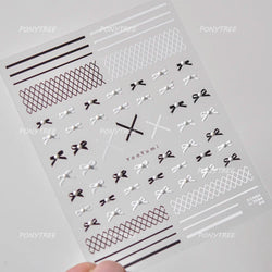 Purple Gold Silver Bowknot Cherry Fruit Cute Ribbon Tie Line Delicate 3D Adhesive Nail Art Stickers Manicure Decals Wholesale (Online Order Only)