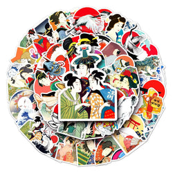 50Pcs Ancient Cartoon Waterproof Vinyl Stickers for Skateboard Snowboard Retro Decals (Online Order Only)