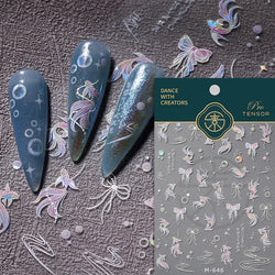 Charming White Shiny Pearl Rhinestone Wings Feathers Crown Moon Stars 3D Self Adhesive Nail Art Sticker Manicure Decal Wholesale (ONLINE ORDER ONLY)