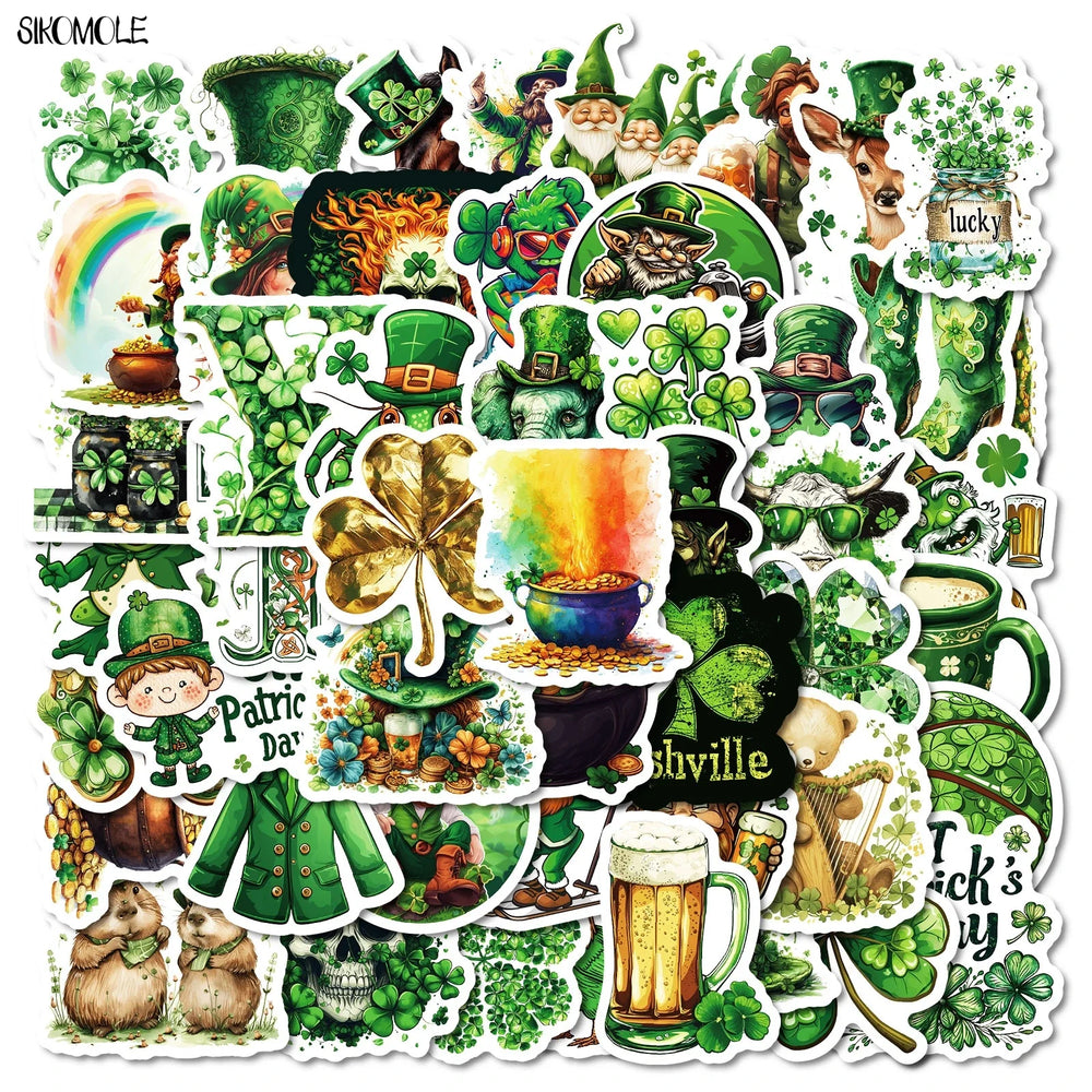 St. Patrick's Day Green Cartoon Stickers - 10/30/50PCS DIY Decal Set (ONLINE ORDER ONLY)