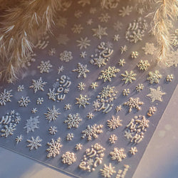 Dressy Embossment Colorful Gradient Snowflakes Laser Silver Christmas Tree Winter Bowknot Santa Nail Art Stickers Manicure Decal (Online Order Only)